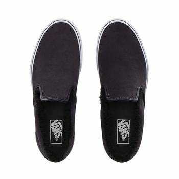 Damske Slip On Tenisky Vans Suede Sherpa Classic Obsidian/Čierne VA15FKHDN